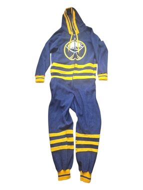 Buffalo Sabres Hockey Sockey Navy & Yellow Hooded One-Piece Jumpsuit Size S